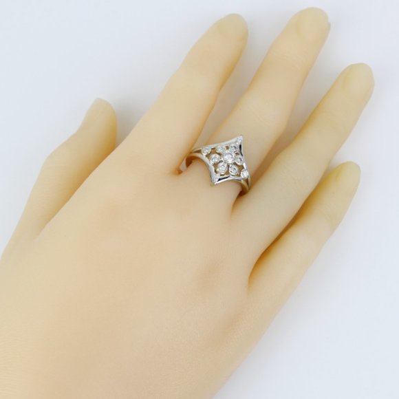 14K White Gold Bezel-Set MCM Style Diamond Ring by Weindling - Picture 7 of 7